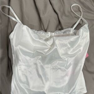 Sugar Thrillz White Satin Lace Trim Chemise